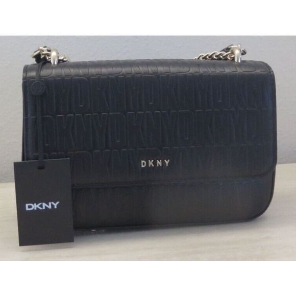 DKNY R143VA14 Women's Black Signature Logo Print Sina SM Crossbody Bag $168 - Picture 1 of 13